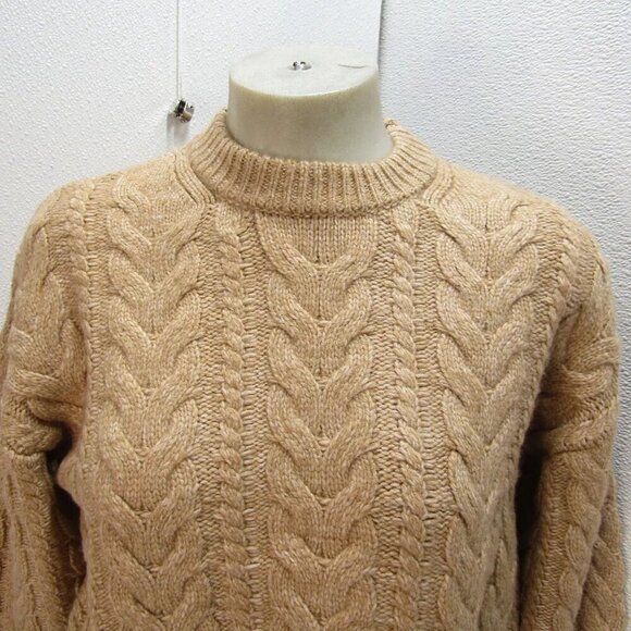 NEW DH NEW YORK Womens Eloise Crew Neck Cable Sweater Light Brown Size M - Picture 3 of 13